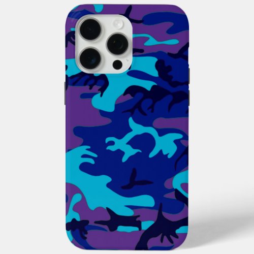 Dark Blue and Purple Camouflage iPhone 15 Pro Max Case