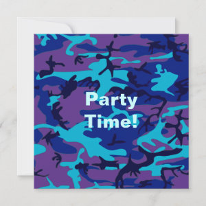 Dark Blue and Purple Camouflage Invitation