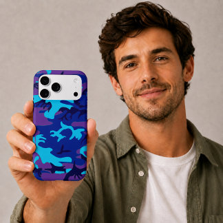 Dark Blue and Purple Camouflage iPhone 17 Pro Max Case