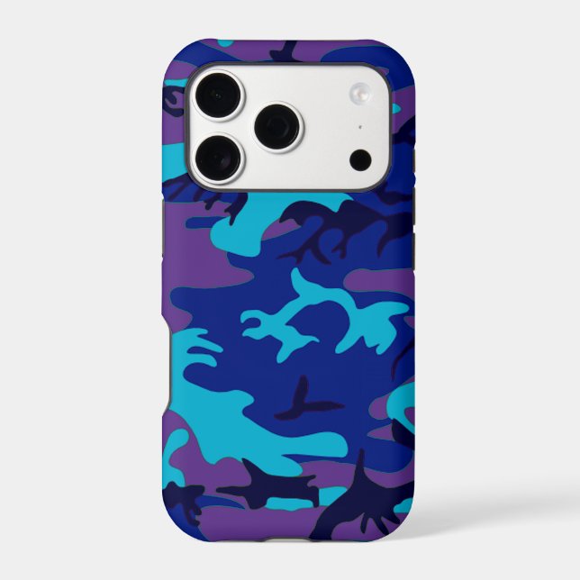 Dark Blue and Purple Camouflage Iphone Case (Back)