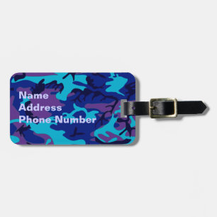 Dark Blue and Purple Camouflage Luggage Tag