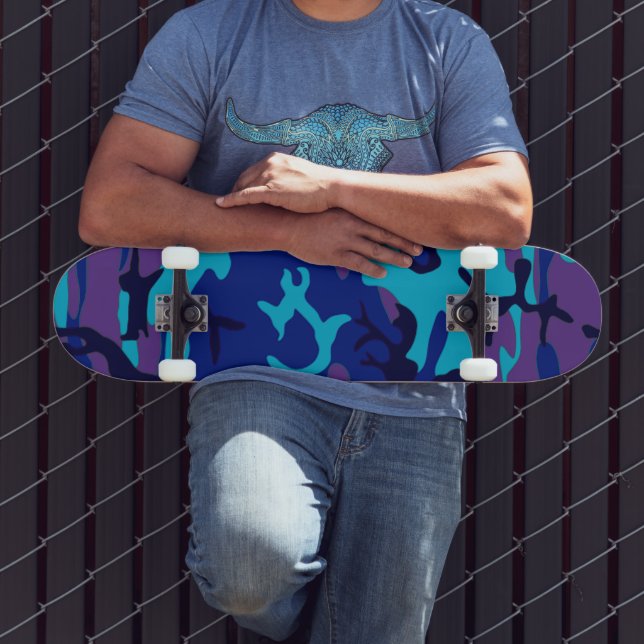 Dark Blue and Purple Camouflage Skateboard (Outdoor 3)
