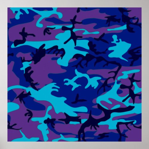 Dark Blue and Purple Camouflage Value Poster