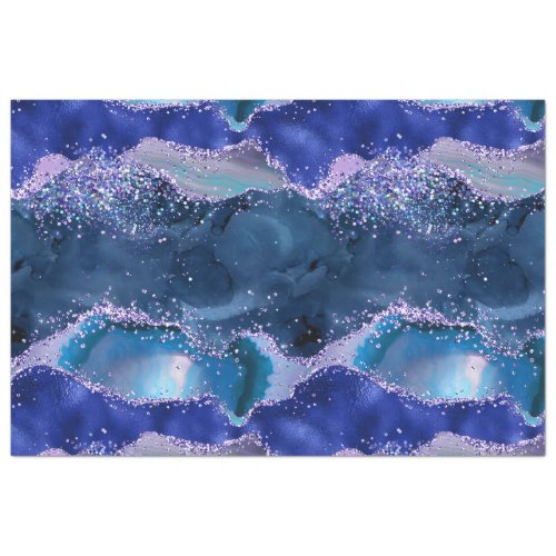Dark Blue and Purple Glitter Ocean Agate Tissue Paper
