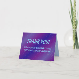 Dark Blue and Purple Space Birthday Thank You Note Card