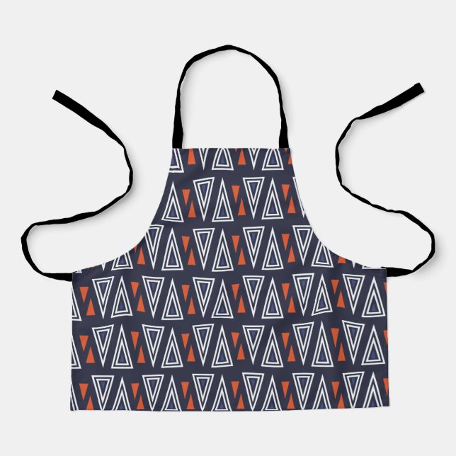Dark Blue and Red Geometric Triangles Pattern Apron (Front)