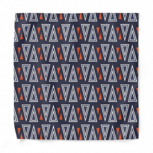 Dark Blue and Red Geometric Triangles Pattern Bandana