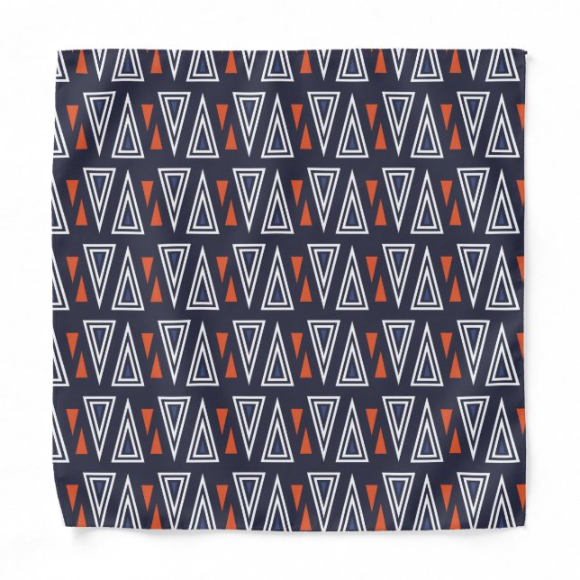Dark Blue and Red Geometric Triangles Pattern Bandana (Front)