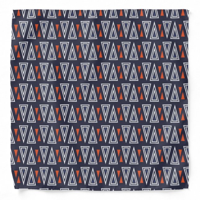 Dark Blue and Red Geometric Triangles Pattern Bandana (Front)