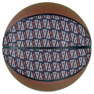 Dark Blue and Red Geometric Triangles Pattern Basketball