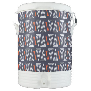 Dark Blue and Red Geometric Triangles Pattern Beverage Cooler