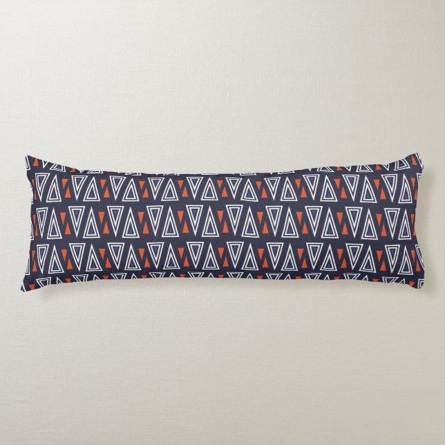 Dark Blue and Red Geometric Triangles Pattern Body Pillow (Front)