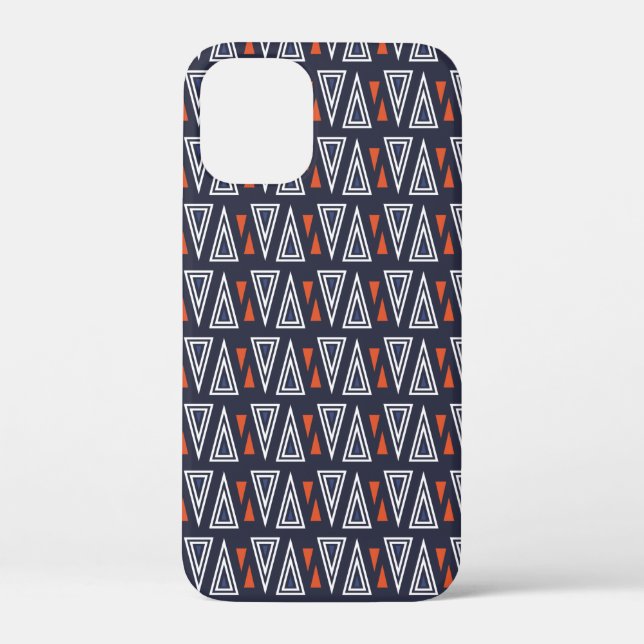 Dark Blue and Red Geometric Triangles Pattern Case-Mate iPhone Case (Back)