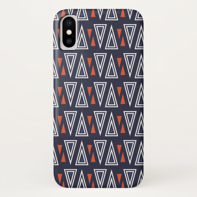 Dark Blue and Red Geometric Triangles Pattern Case-Mate iPhone Case (Back)