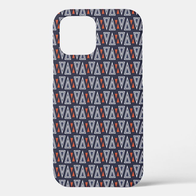 Dark Blue and Red Geometric Triangles Pattern Case-Mate iPhone Case (Back)