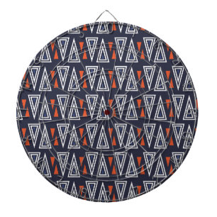 Dark Blue and Red Geometric Triangles Pattern Dart Board