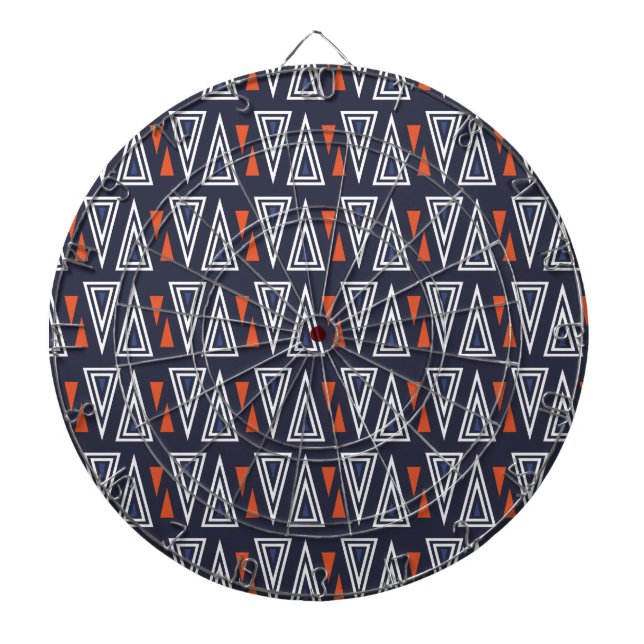 Dark Blue and Red Geometric Triangles Pattern Dart Board (Front)