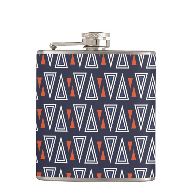Dark Blue and Red Geometric Triangles Pattern Flask (Front)