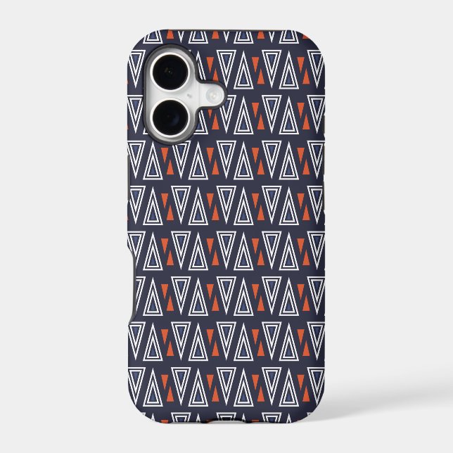 Dark Blue and Red Geometric Triangles Pattern Iphone Case (Back)