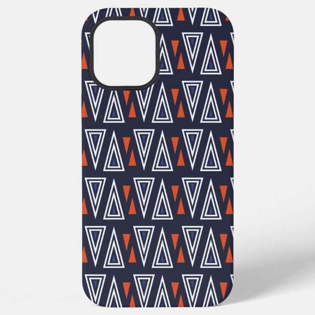 Dark Blue and Red Geometric Triangles Pattern Iphone Case (Back)