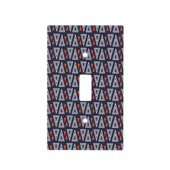 Dark Blue and Red Geometric Triangles Pattern Light Switch Cover (Front)