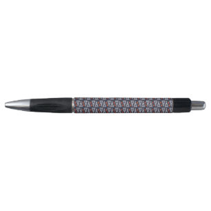 Dark Blue and Red Geometric Triangles Pattern Pen