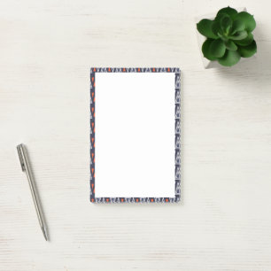 Dark Blue and Red Geometric Triangles Pattern Post-it Notes