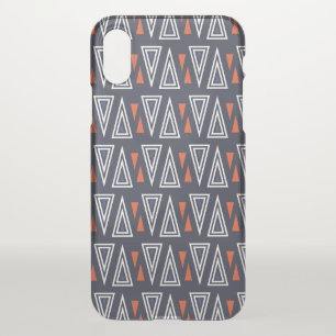 Dark Blue and Red Geometric Triangles Pattern iPhone XS Case