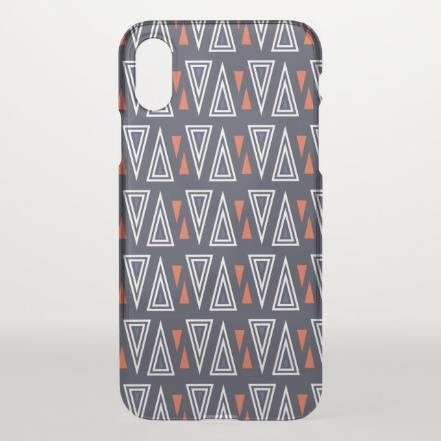 Dark Blue and Red Geometric Triangles Pattern Uncommon iPhone Case (Back)