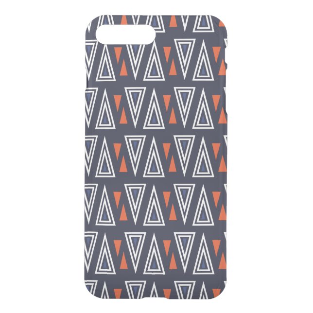 Dark Blue and Red Geometric Triangles Pattern Uncommon iPhone Case (Back)