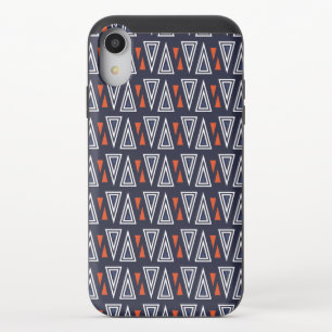 Dark Blue and Red Geometric Triangles Pattern iPhone XR Slider Case