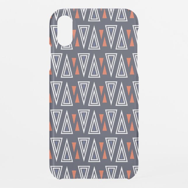 Dark Blue and Red Geometric Triangles Pattern Uncommon iPhone Case (Back)