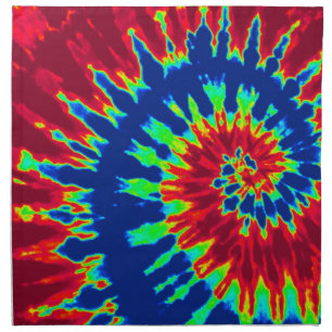 Dark Blue and Red Spiral Tie Dye Napkin