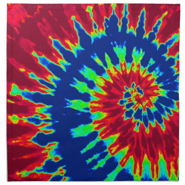 Dark Blue and Red Spiral Tie Dye Napkin (Front)