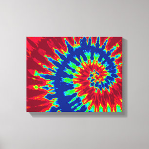 Dark Blue and Red Tie Dye 14"x11" Art Canvas Print