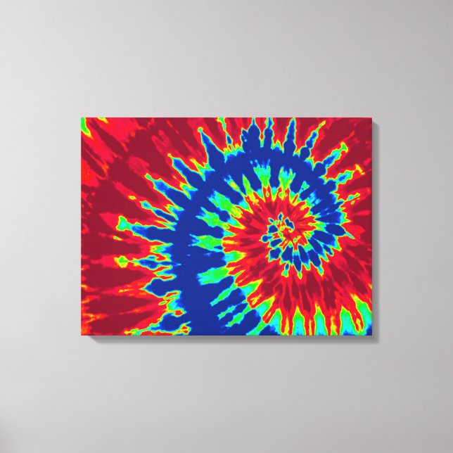Dark Blue and Red Tie Dye 24"x18" Art Canvas Print (Front)