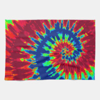 Dark Blue and Red Tie Dye Kitchen Towel