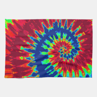 Dark Blue and Red Tie Dye Kitchen Towel