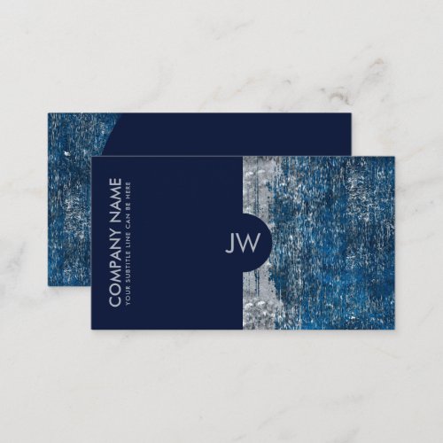 Dark Blue and Silver Abstract Business Card