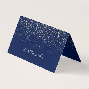 Dark Blue and Silver Confetti Place Cards