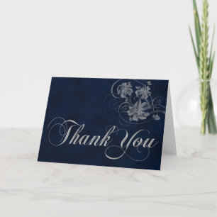 Dark blue and silver thank you card