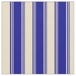 [ Thumbnail: Dark Blue and Tan Stripes/Lines Pattern Fabric ]