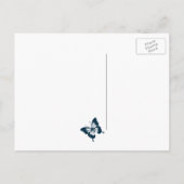 Dark Blue and Teal Butterfly Save The Date Announcement Postcard (Back)