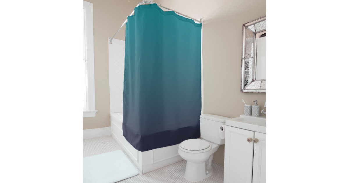 Dark Blue And Teal Ombre Shower Curtain, Dark Teal Blue Shower Curtain