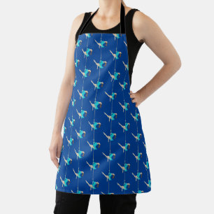 Dark Blue and Teal Pole Fitness Themed Apron