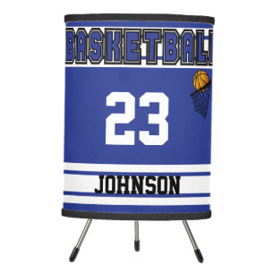 Dark Blue and White Basketball Tripod Lamp