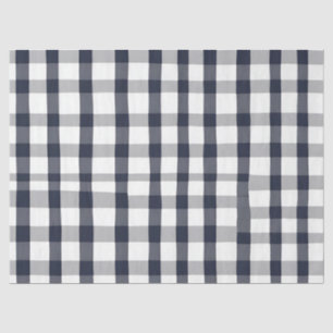 Dark Blue and White Buffalo Check Decoupage Paper