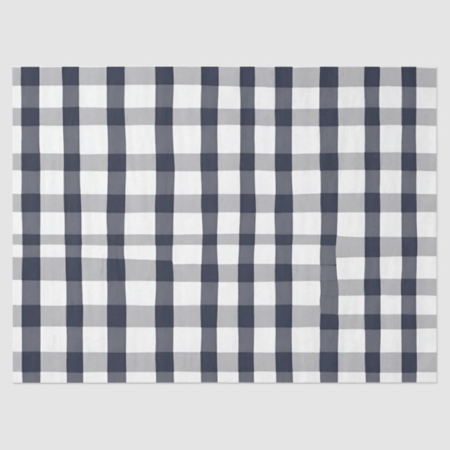 Dark Blue and White Buffalo Check Decoupage Paper (Front)