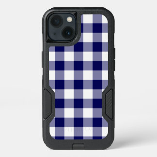 Dark Blue and White Buffalo Plaid iPhone 13 Case