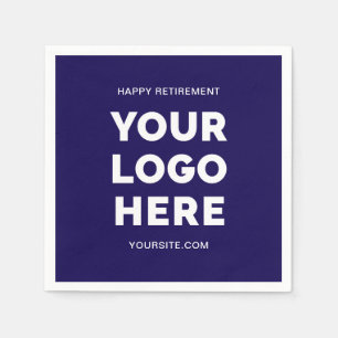 Dark Blue and White Business Logo Happy Retirement Napkins